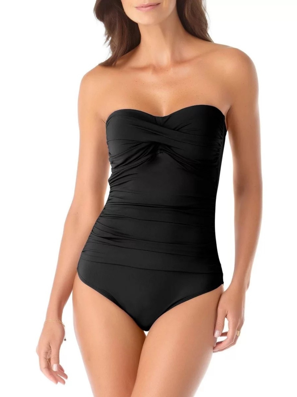 Anne Cole Twist Front Shirred One Piece